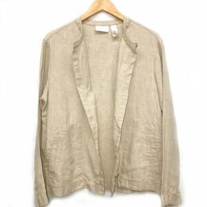 Liz Claiborne 100% Linen Jacket Top Button Down L Women's